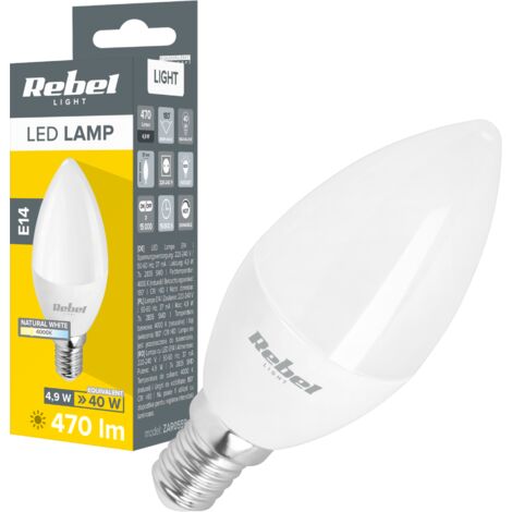 LED-Lampe, 5 W, Kerzenform, 4000 K, 230 V, Rebel
