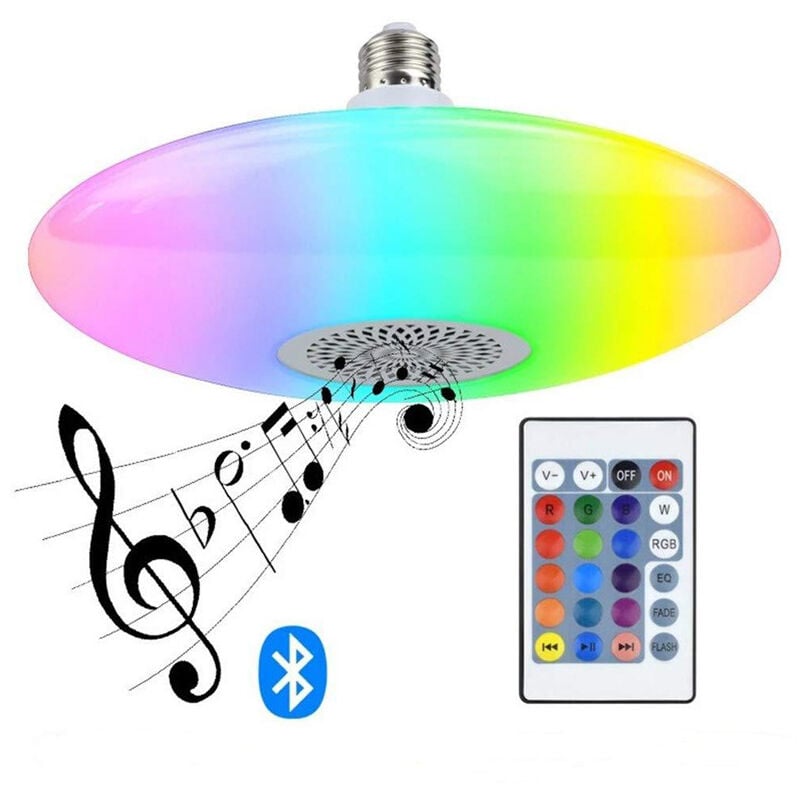 LED Lampe Ampoule Sans Fil Musique Lampe Ampoule 30W RGB Dimmable avec Télécommande Changement de Couleur et Bluetooth Haut-parleur Éclairage