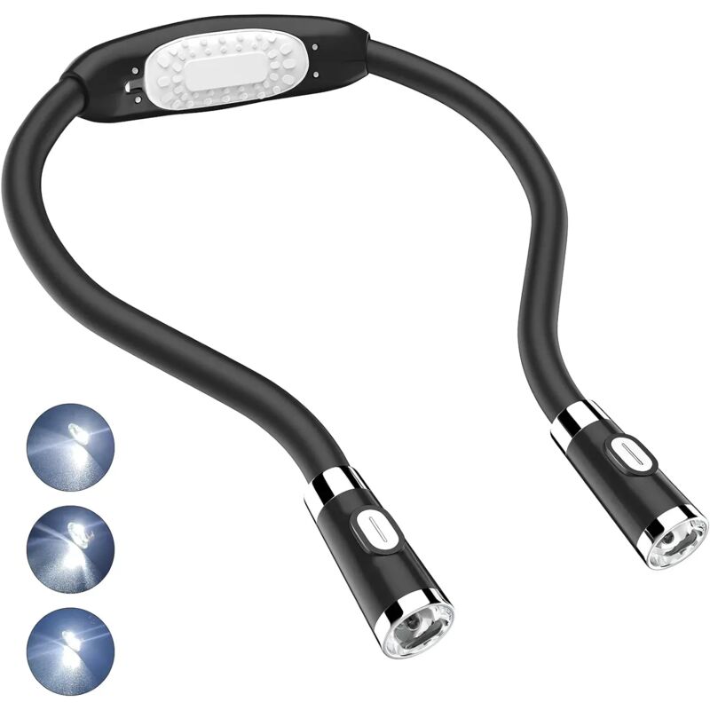 Led Lampe de Lecture, Lampe de Cou Lampe Mains Libres Flexible led Lampe de Nuit Autour de Cou Fonctionnant sur Batterie pour Bricolage, Tricot,
