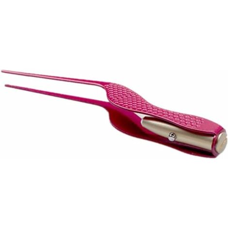 LED Lampe de Poche Oreille Pince À Épiler Pointu Pincettes Multifonctionnel Pince À Épiler avec Clignotant lumière Professionnel Pince À Épiler Rose Red