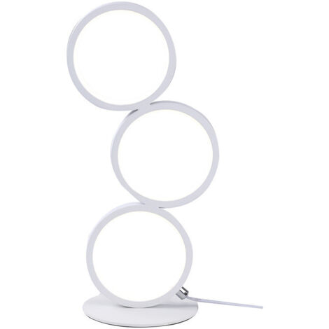 LED lampe de table Touch Dimmar Lampe de chevet moderne anneau blanc lampe de bureau blanc chaud 3000K aluminium lampe de nuit avec interrupteur et prise pour chambre salon bureau d'étude, 38cm [Class