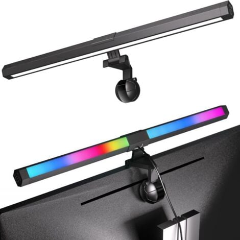 LONGZIMING LED Lampe Ecran PC Lampe de Bureau USB d'ordinateur 40CM RGB Light Bar Monitor Computer, Lumière Ambiante Réglable 15 Couleurs d' Eclairage, Barre Lumineuse pour Gaming Lecture Office
