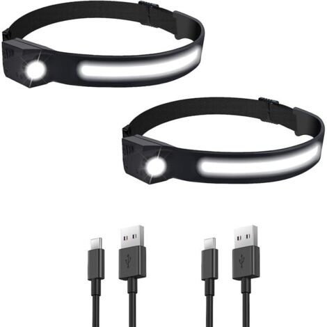 LED Lampe Frontale USB Rechargeable 1200mAh Etanches COB XPE Lampe Torche Frontale 5 Modèles avec Course à Pied, Camping, Casque de Cyclisme, Poisson, Réparation, Photographier, Enfant Lecture