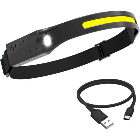 LED Lampe Frontale USB Rechargeable 1200mAh Etanches COB XPE Lampe Torche Frontale 5 Modèles avec Course à Pied, Camping, Casque de Cyclisme, Poisson, Réparation, Photographier, Enfant Lecture [Classe