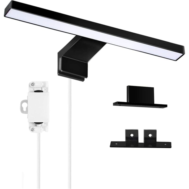 Ineasicer - led Lampe Miroir Salle de Bain Noir 5W 30cm 400lm, Applique Armoire Blanc Froid 6000K, IP44 Etanche Lampe à Pince pour Meuble Salle de