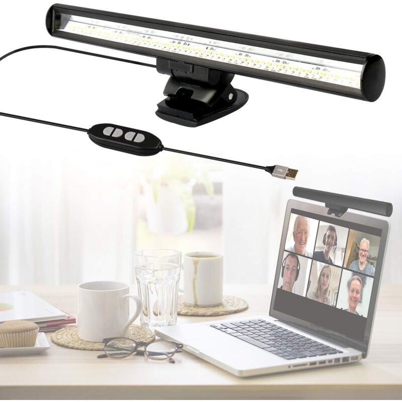 Langray - led Lampe Ordinateur Portable, Lampe Laptop pour Vidéoconférence, Lampe de Bureau, Lampes usb Screenbar avec 10 Luminosité / 3 Températures