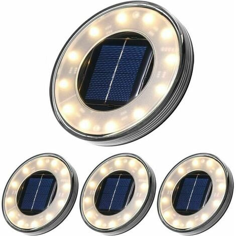 LABLANC LED Lampe Solaire au Sol 4 Pack, Tomshine 12 LEDs Eclairage exterieur Solaire, Etanche IP68, Réverbère Lumières, Ensevelies Lumière Pour Chemin Jardin Terrace Cour Pelouse(Blanc chaud)