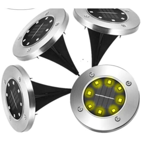 LED Lampe Solaire au Sol 4 Pack, Tomshine 8 LEDs Eclairage exterieur Solaire, Etanche IP68, Réverbère Lumières, Ensevelies Lumière Pour Chemin Jardin Terrace Cour Pelouse(Blanc chaud)