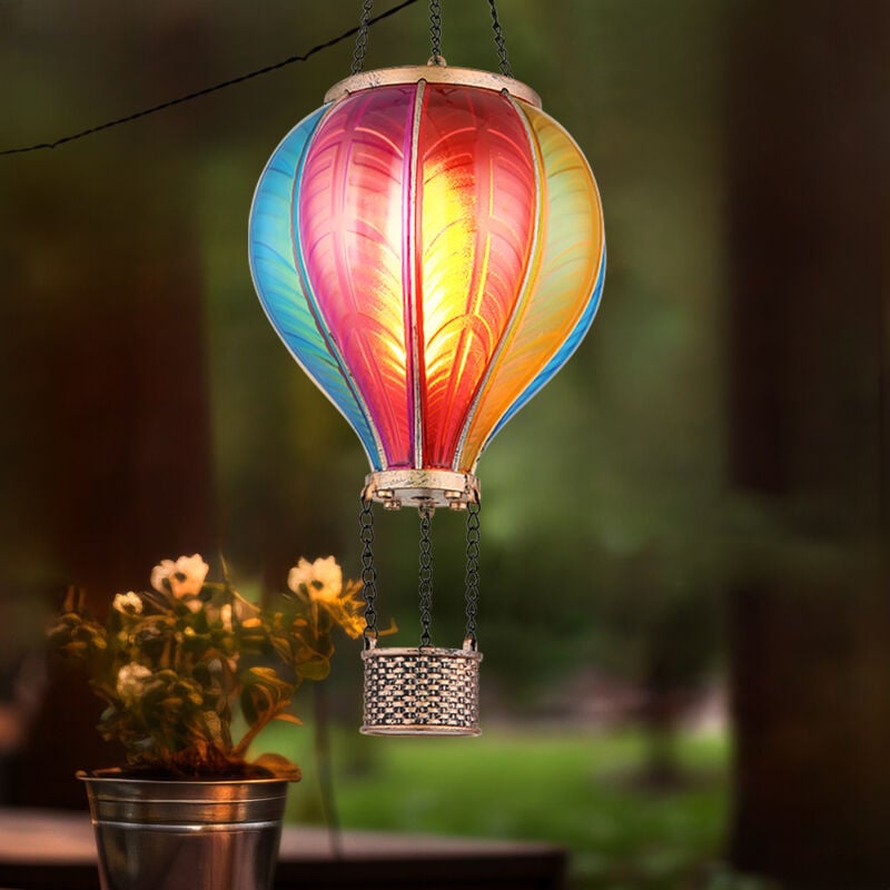 Globo Lighting - Lampe solaire à suspendre Lampe extérieure Ballon à air chaud multicolore Effet de feu Décoration de jardin Lampe de balcon, 20x