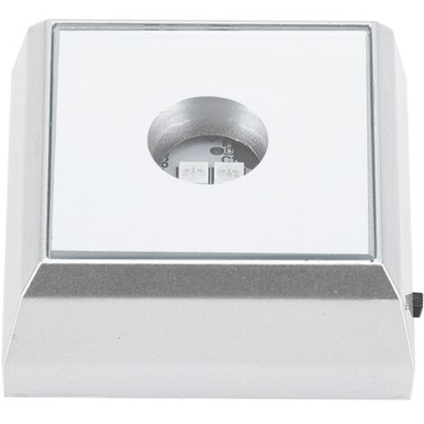 LED-Lampenfassung für Acryl-Kristallstatuen, Silber (farbiges Licht) mit Spiegelsockel für Dekorationsobjekte, Beleuchtung mit 4 superhellen LEDs (AAA-Batterien nicht enthalten)