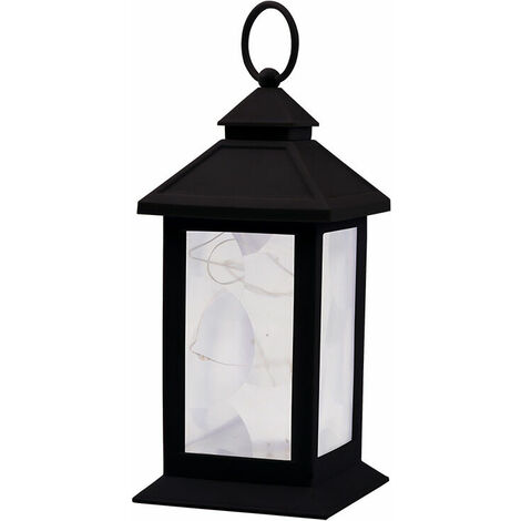 LED lantern, outdoor, decoration lantern, hanging or standing, H 20 cm, black