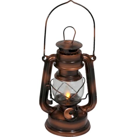 LED-Laterne Antik, batteriebetrieb, Flackerlicht, Bronze
