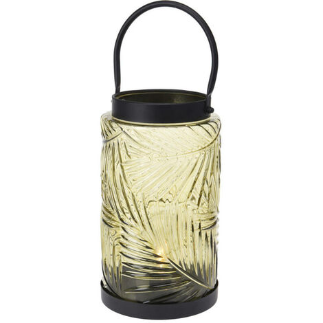LED-Laterne, buntes Glas, 20,5 cm