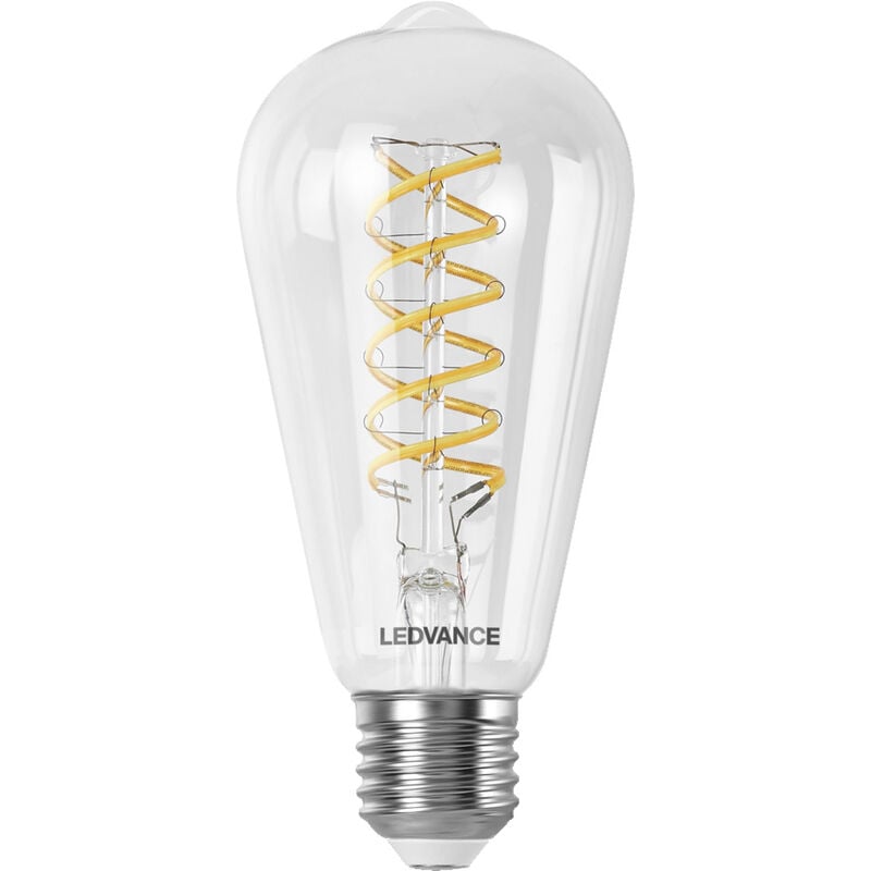Ledvance - Ampoule led smart+ wifi, transparente, 8W, 806lm,forme Edison 64mm et culot E27, lumière blanche réglable (2700-6500K), dimmable,