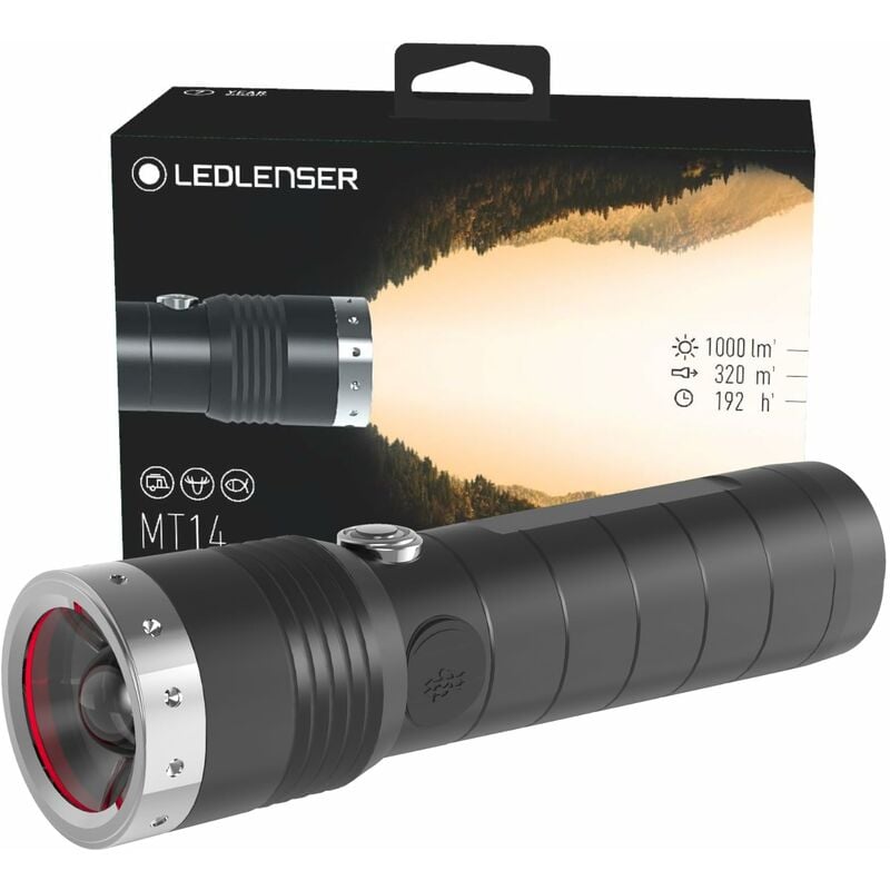 Image of Ledlenser MT14 Torcia tascabile LED da outdoor, batteria al litio 26650 ricaricabile, 1000 lumen,, portata luminosa di 320m, autonomia fino a 192