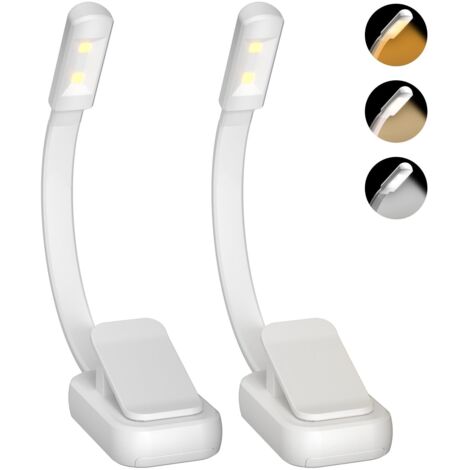LED-Leselampe mit AAA-Batterien, 2er-Pack Nachttischlampen, 3 Farben und stufenlose Dimmung