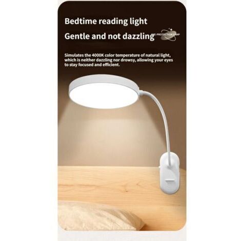 LED-Leselampe – Verbesserte Version – Doppelte Lade-/Netzbetriebsfunktion – Drei Farbtemperaturen