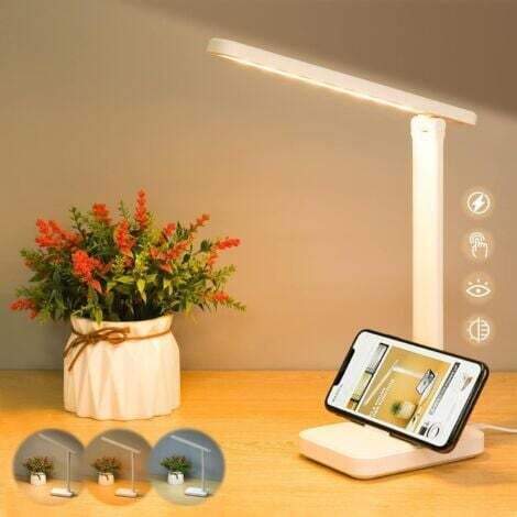 LED-Lesetischlampe mit Touch-Steuerung, 3 Farbmodi, faltbare Nachttischlampe, über USB wiederaufladbar, dimmbar