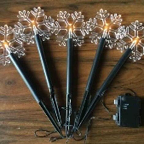LED-Leuchtstäbe Schneeflocke, 5 Erdspieße mit je 1 Schneeflocke (11,8cm)