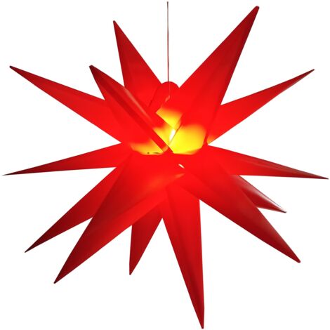LED Leuchtstern Kunststoff rot Ø 58 cm 1 LED warmweiß, Timer 6/18 Stunden, IP44