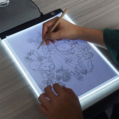 SKECTEN Led Licht Pad A4,Dimmbarer Leuchtplatte mit USB Kabel,für Diamond Painting, Zeichnung, Malen, Animation, Tattoo, Skizzierung