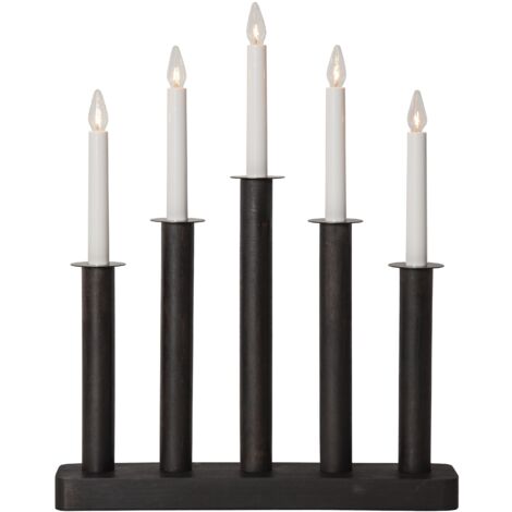LED Lichterbogen ,Plate', 5-flammig, Holz und Metall, schwarz