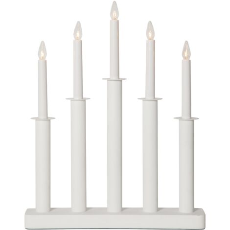 LED Lichterbogen ,Plate', 5-flammig, Holz und Metall, weiß