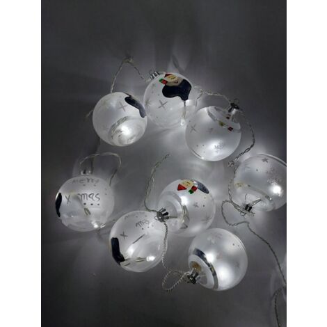 LED Lichterkette aus Glas-Weihnachtskugeln Weihnachtsbeleuchtung Weihnachtsdeko - Merry X Mas