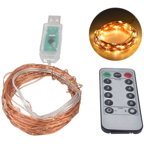 LED-Lichterkette aus Kupferdraht, 8 Beleuchtungsmodi, USB-Fernbedienung für Weihnachtsfeiern und Dekoration