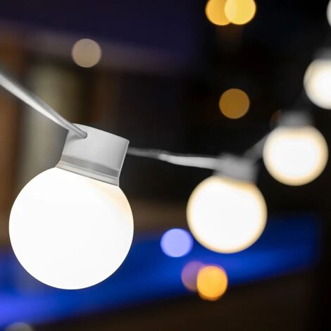 LED Lichterkette außen IP44 3000 K warmweiß 5m lang + 3m Kabel mit Stecker Außenlichterkette Outdoor Terrasse Garten