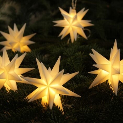 F-H-S INTERNATIONAL LED Lichterkette Batterie 1,35m 6 Sterne warmweiß 6/18h Timer