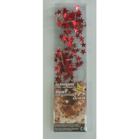 LED Lichterkette Dekolicht Girlande Stern Schneeflocke weiß rot silber gold neu - Stern, rot