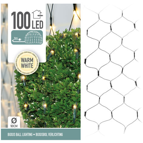 LED Lichterkette für Buchsbaum Kugel mit 100 LED - Ø 90cm - Buchskugel Deko Lichternetz