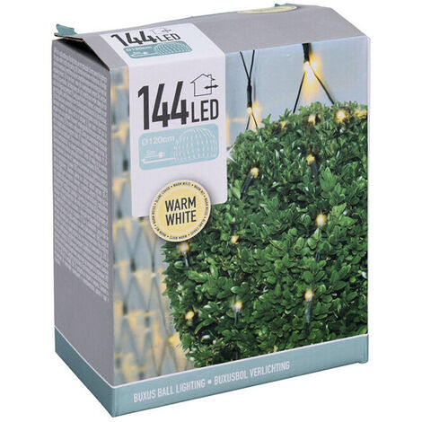 LED Lichterkette für Buchsbaum Kugel mit 144 LED - Ø 120cm - Buchskugel Deko Lichternetz