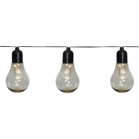 LED Lichterkette ,Glow', Glühbirnen, batteriebetrieben, Timer, rauchgrau, warmweiß, 405cm