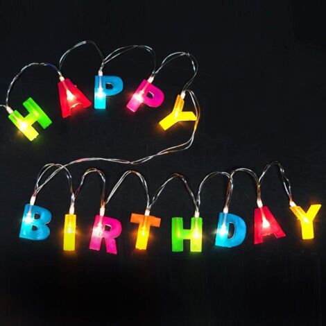 LED-Lichterkette „Happy Birthday“ – Leuchtende Buchstaben „Happy Birthday“ zur Geburtstagsdekoration, warmweißes Licht (Batterien nicht enthalten)-lsw