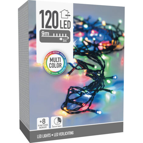 LED Lichterkette koopman mehrfarbig 9 Meter schwarzes Kabel