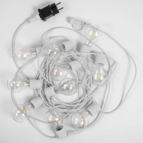 LED Lichterkette mit Stecker 10x E27 IP44 2700 K warmweiß 500 cm lang + 300 cm Kabel Modern Außenleuchte Außenlichterkette