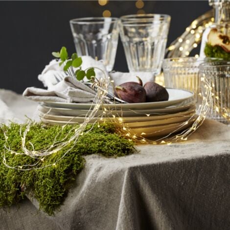 F-H-S INTERNATIONAL LED Lichterkette Silberdraht 75er, Timer, warmweiß, Außen