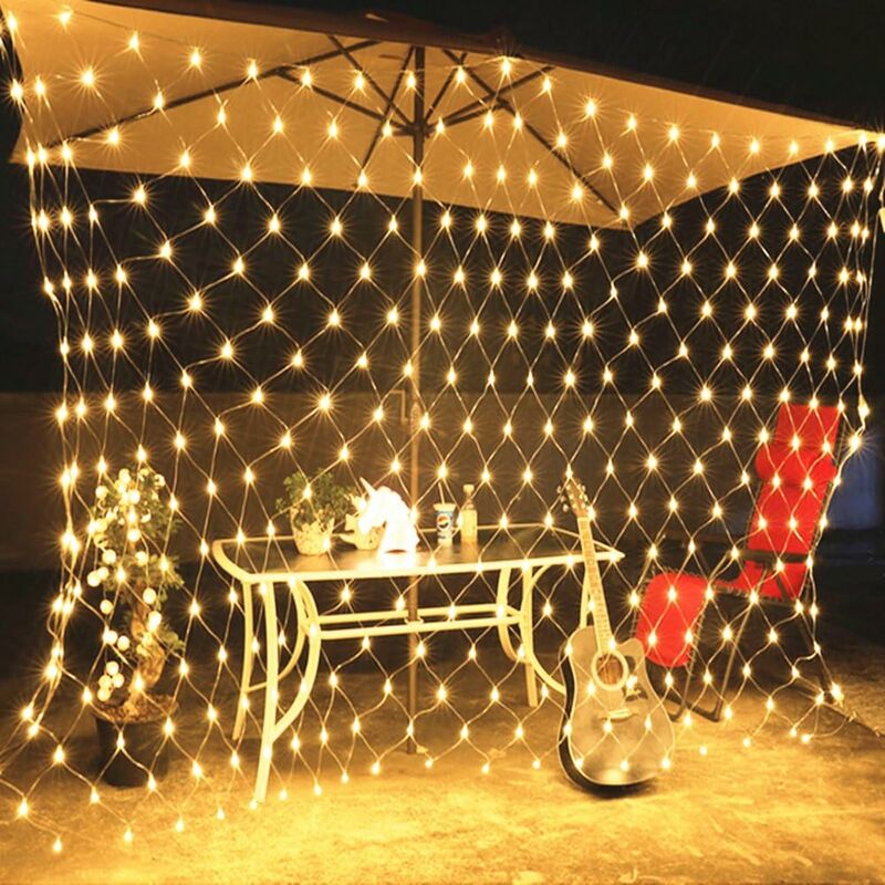 

Abcrital - LED Lichternetz 144er Leds mit Stecker 220v para Fiesta, Garten, Weihnachten, Halloween, Hochzeit, Beleuchtung Deko 2M x 2M Warmweiß