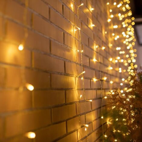 LED Lichtervorhang Steckdosenanschluss IP44 2700 K warmweiß 6 x 3 m lang Terrasse Balkon Außenleuchte Außenlichterkette