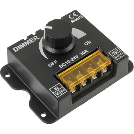 LED Light Band Dimmer DC 12V-24V 30A Contrôleur de gradation PWM avec bouton marche/arrêt pour régler la luminosité LED Dimmer Controller boîtier en aluminium pour 5050 3528 LED Light Band