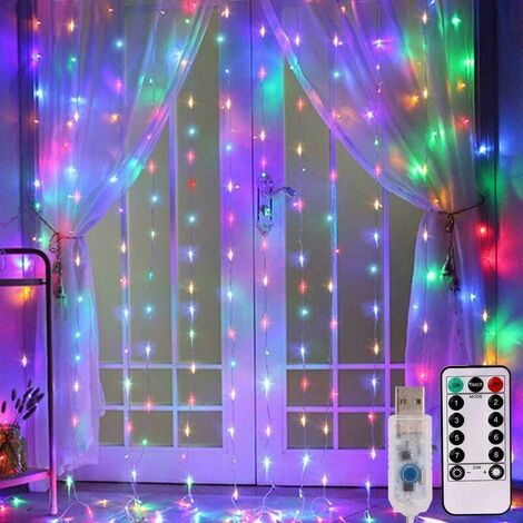 LED Light Curtain USB Remote Control Christmas Lights 2 Meters 3 Meters 200 Lights Multicolor