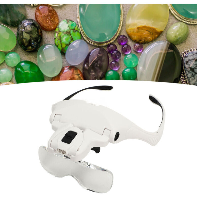 LED light headband, magnifying visor with light, 5 detachable lenses, head-mounted magnifier, hands-free magnifier