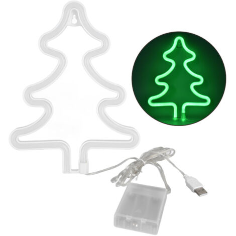 Led Light Sign Green Christmas Trees Safe Stable Unique Shape Wide Application Neon Light for Bedroom Bar Party