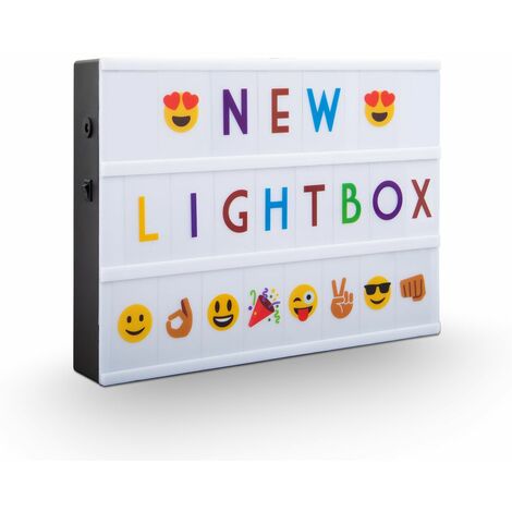 main image of "LED Lightbox boîte lumineuse decorative tableau lumineux A4 multi couleurs port USB avec lettres et emojis"