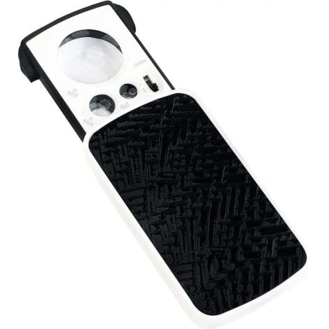 LED Lighted Pocket Magnifying Glass - 30x, 60x, 90x Magnification - Illuminated Reading Magnifying Glass for Seniors - Black Foldable Pocket Magnifying Glass for Jewelry, Coins, Diamonds and Stamps