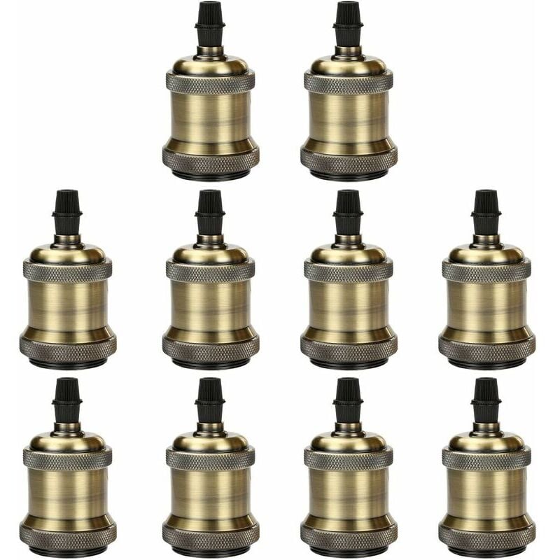 Led Lighting 10 Douille de Lampe Vintage Look Industriel E27 Douille de Lampe Edison Base Rétro Pendentif Lampe Adaptateur Aspect Métallique