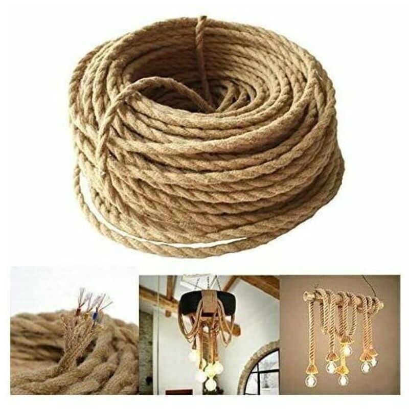 Rosemary - led Lighting 10m Fil électrique Corde, 2 Cœurs Linge de Câble d'éclairage de Corde Vintage Fil de cuivre recouvert Rétro Tressé Industriel