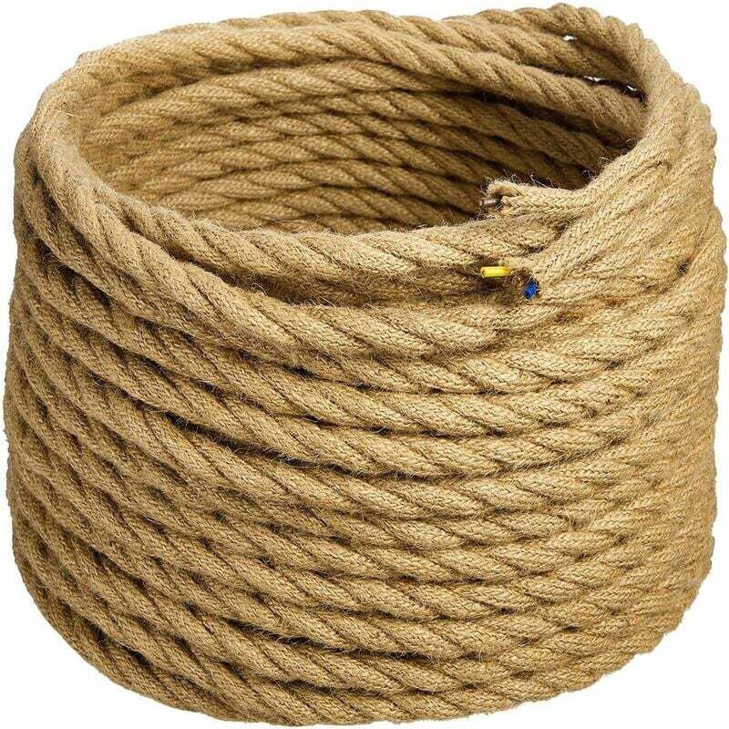 LED Lighting 10m Fil électrique Corde, 3 Cœurs Linge de Câble d'éclairage de Corde Vintage Fil de cuivre recouvert Rétro Tressé Industriel Corde pour